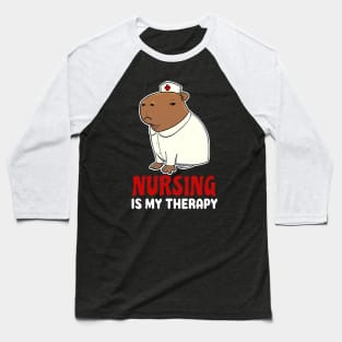 Nursing is my therapy cartoon Capybara Baseball T-Shirt